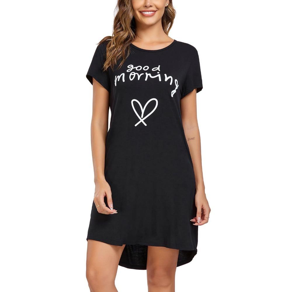 Mode Lässig Homewear Damen Nachthemd Kurzarm Kleider Lockerer Sitz Nachtwäsche Hauskleidung Nachthemd Loungewear Kleider