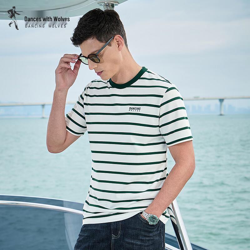 Men s 7A Antibacterial Striped Short Sleeve T-Shirt 50