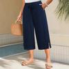 Women's Summer Plus Size Stripes Pants Texture Natural Waist Ankle Wide Leg Daily Pants