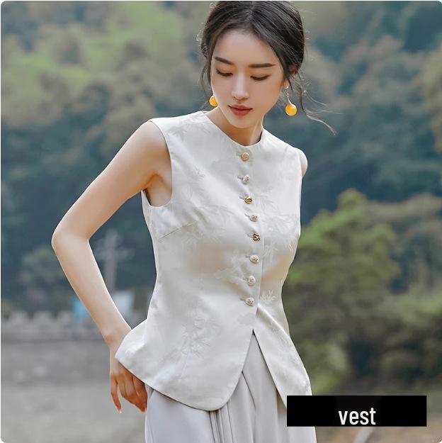 

2023 Осень Женский Блейзер и Костюм в Китайском Стиле с Вышивкой и Лентами M