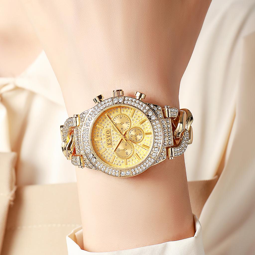 New Fashion Light Luxury Gimono Diamond Chain Strap for Women Quartz Watch for Christmas and Halloween Gifts
