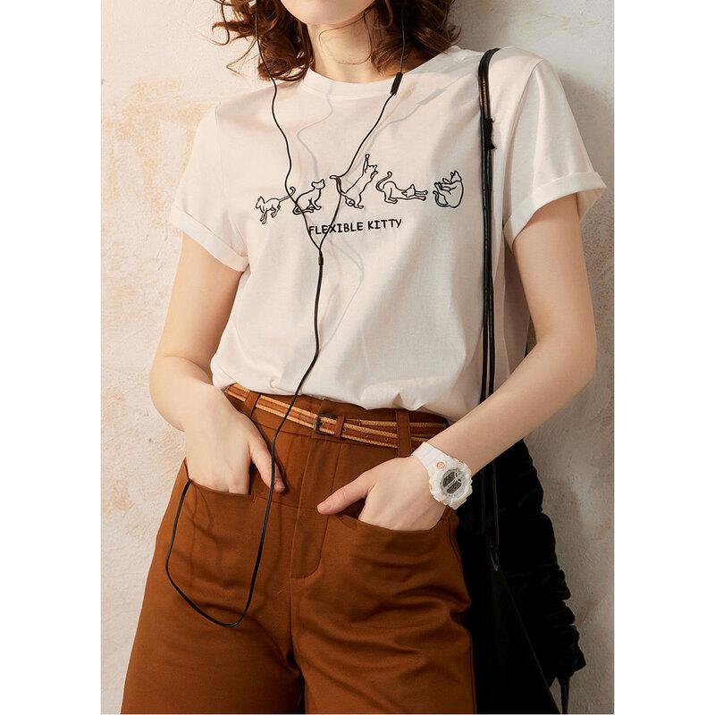 Women's Contrast Embroidered Short-Sleeve T-shirt