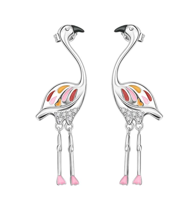 925 Silver Cute Earring Set Heart Lock Caterpillar Giraffe Flamingo Star Fit Fashion Jewelry for Women Daily Accessory