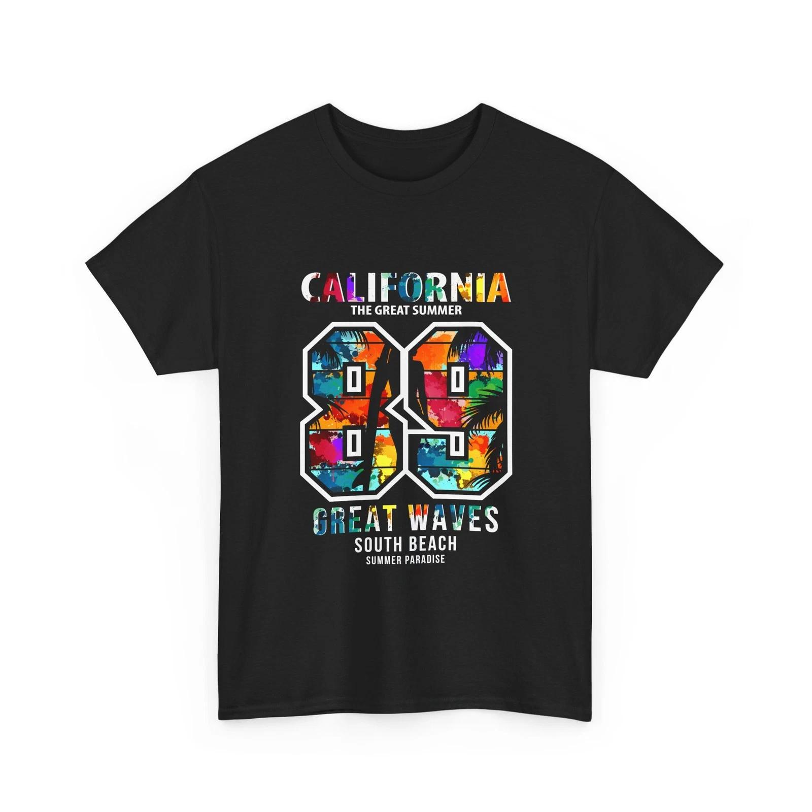 California 89 Surf Graphic T-Shirt | Great Waves South Beach, Tropical, Cotton S
