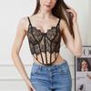 European and American French Style Sexy Color Block Lace Vest Slimming Back Camisole Corset for Women