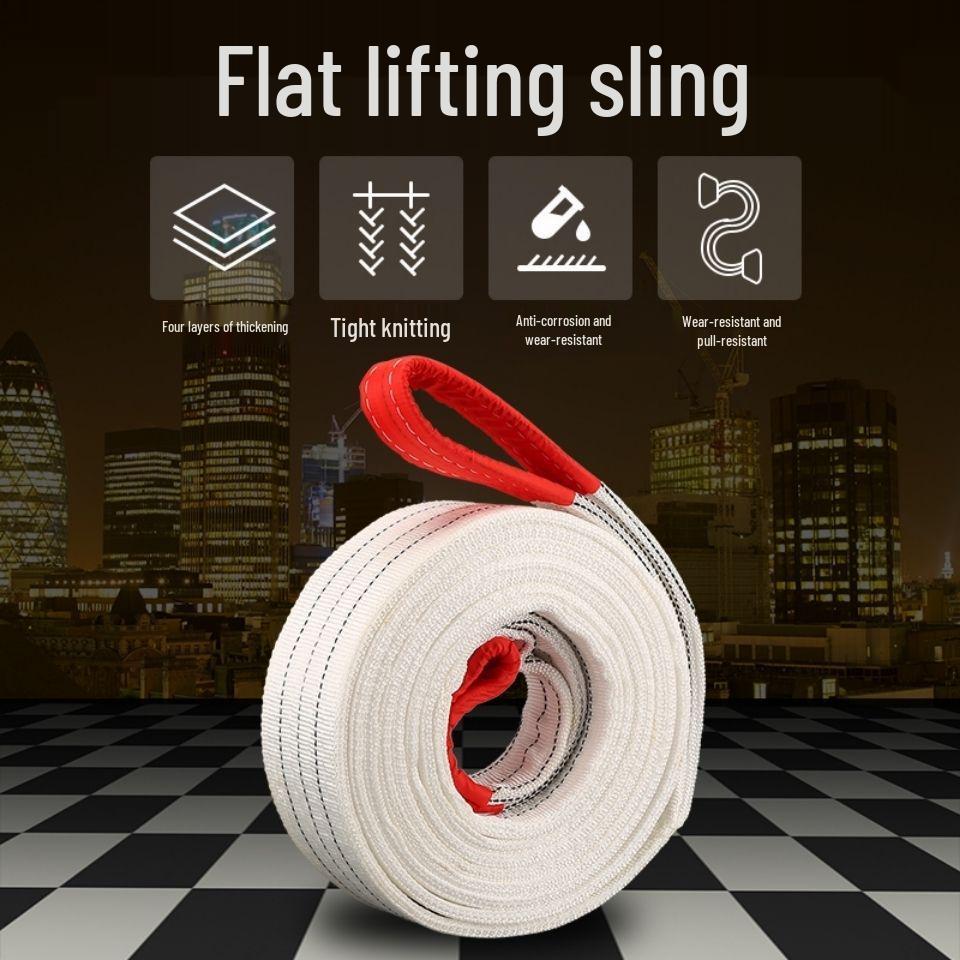 Επίπεδος Ιμάντας Ανύψωσης - Βιομηχανικός Ιμάντας Γερανού, Χωρητικότητας 2, 3, 5 Τόνων, Λευκός, Ρυμούλκιο