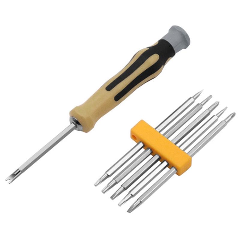 Compact Screwdriver Bit Set Magnetic Double for Head Screwdriver Bits Chrome Vanadium Steel Hand Manual Repair Tool 7 Pc