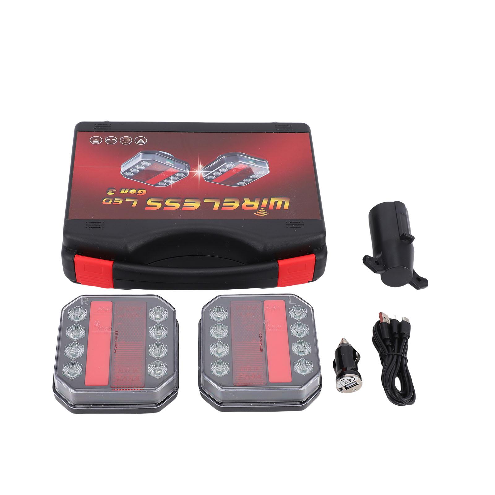 Wireless Magnetic Trailer Lights High Brightness Rechargeable LED Tow Tail Turn Signal Light for Trucks Trailers Cars