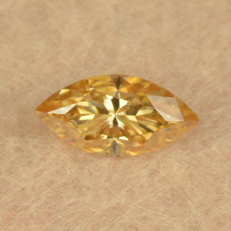 Champagne Yellow Marquise Moissanite Gem: Pear-Shaped Moissanite Diamond Ring Stone 0.5ct, 4x8mm
