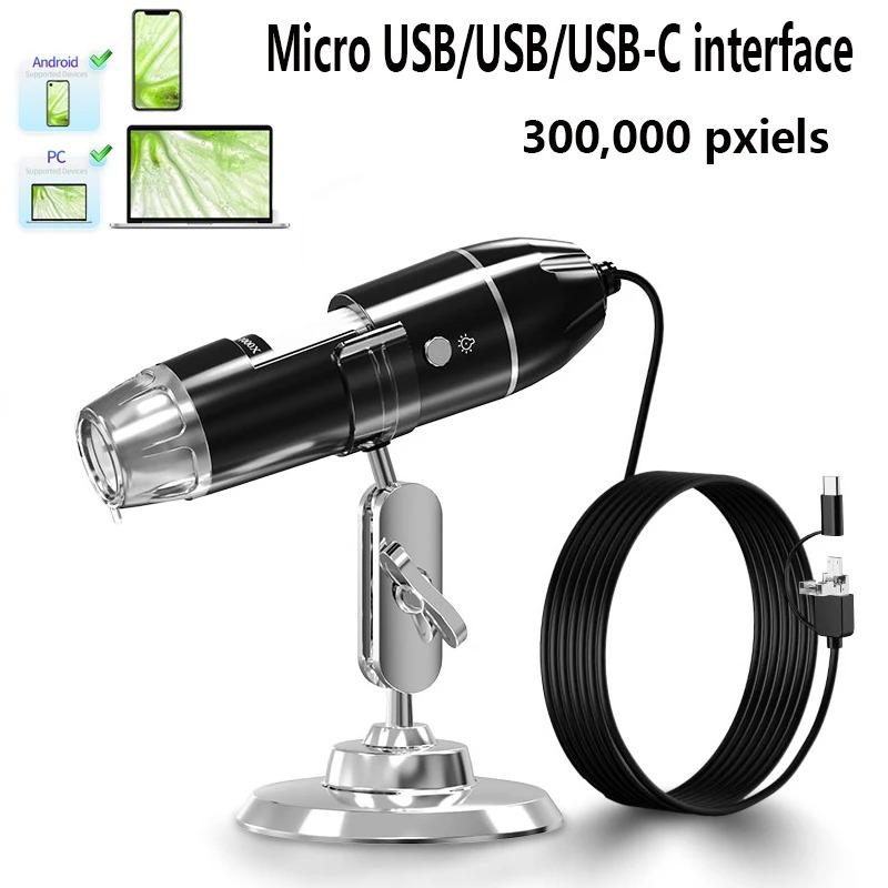 Microscopio digitale 1600X 3in 1 con fotocamera Microscopio elettronico portatile per saldatura Lente di ingrandimento a LED Lente di ingrandimento con carica USB di tipo C