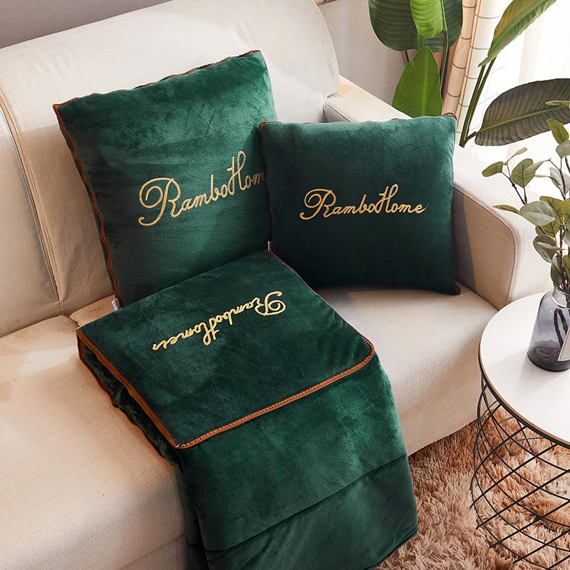 Super Soft Travel Blanket Throw Pillow 2 In 1 Thick Crystal Fleece Office Chair Nap Pillow Quilt Dual-use Home Sofa Decor