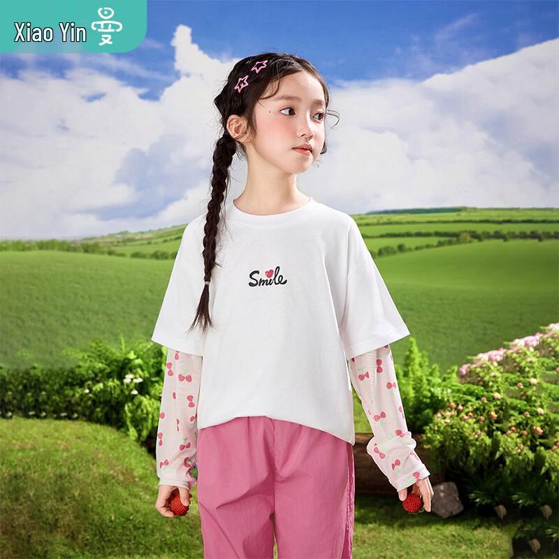 Xiaoyinman Girls  Letter Print Casual T-Shirt 13Y+(170)