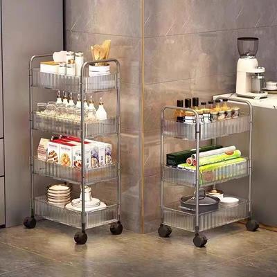 Transparent Trolley Cart Organizer Rack Bathroom Organizer Rack Moving Organizer Shelf With Wheel