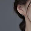 S925 Sterling Silver Sugar Cube Earrings with Personalized Blue Diamond Chain – Retro Distressed High-End Design