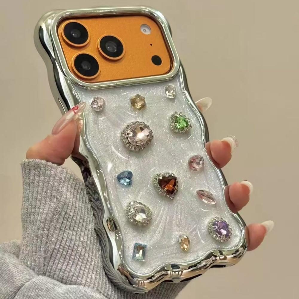 Autumn and winter new models are suitable for Apple 17 mobile phone case, advanced sense niche 16promax electroplating frame iphone14 Epoxy