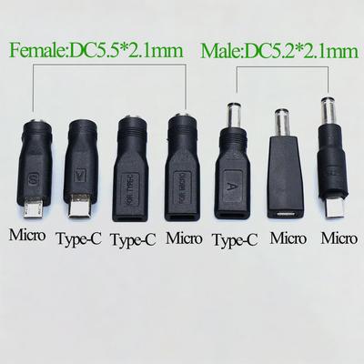 1 Stück DC-Stecker 5,5x2,1 mm auf Typ-C Micro-USB Netzteilanschlussbuchse 5V Buchse Stecker USB C auf 5,5*2,1 MM Adapterstecker