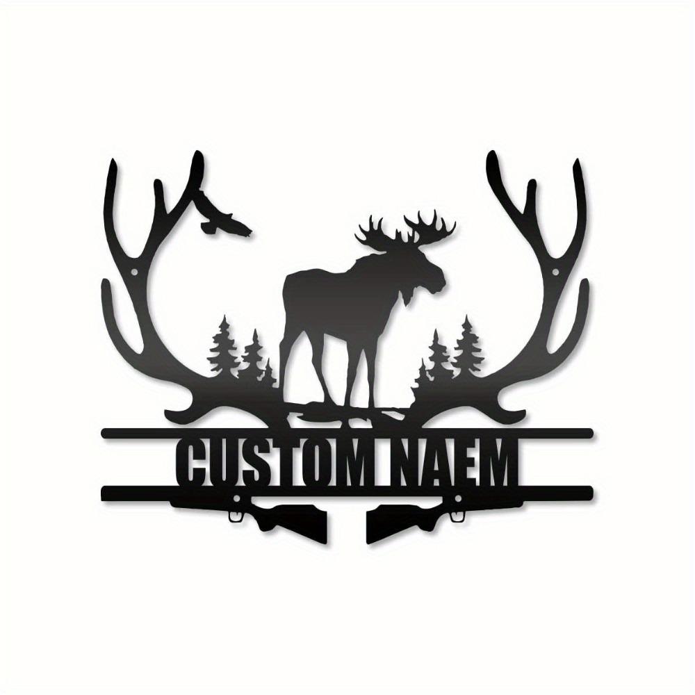 Hunting Moose Metal Wall Sign Personalized Rustic Home Decor Gift for Men