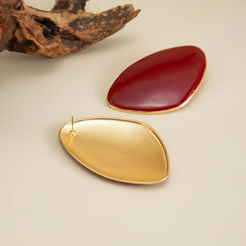 6 Colors Vintage Simple Drip Oil Geometric Multicolor Triangle Stud Earring Women Trendy Style Daily Commuting Wear Ear Jewelry