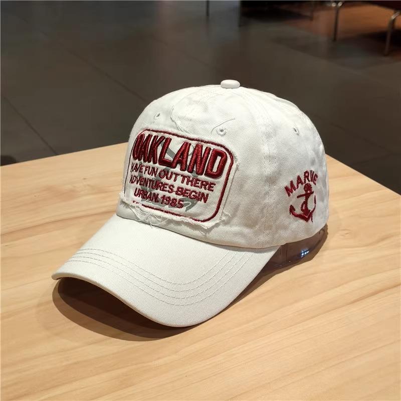 Korean Version of American Retro Baseball Cap Big Head Letter Casual Baseball Cap Women's Red Wide Brim Showing Face Small Hat