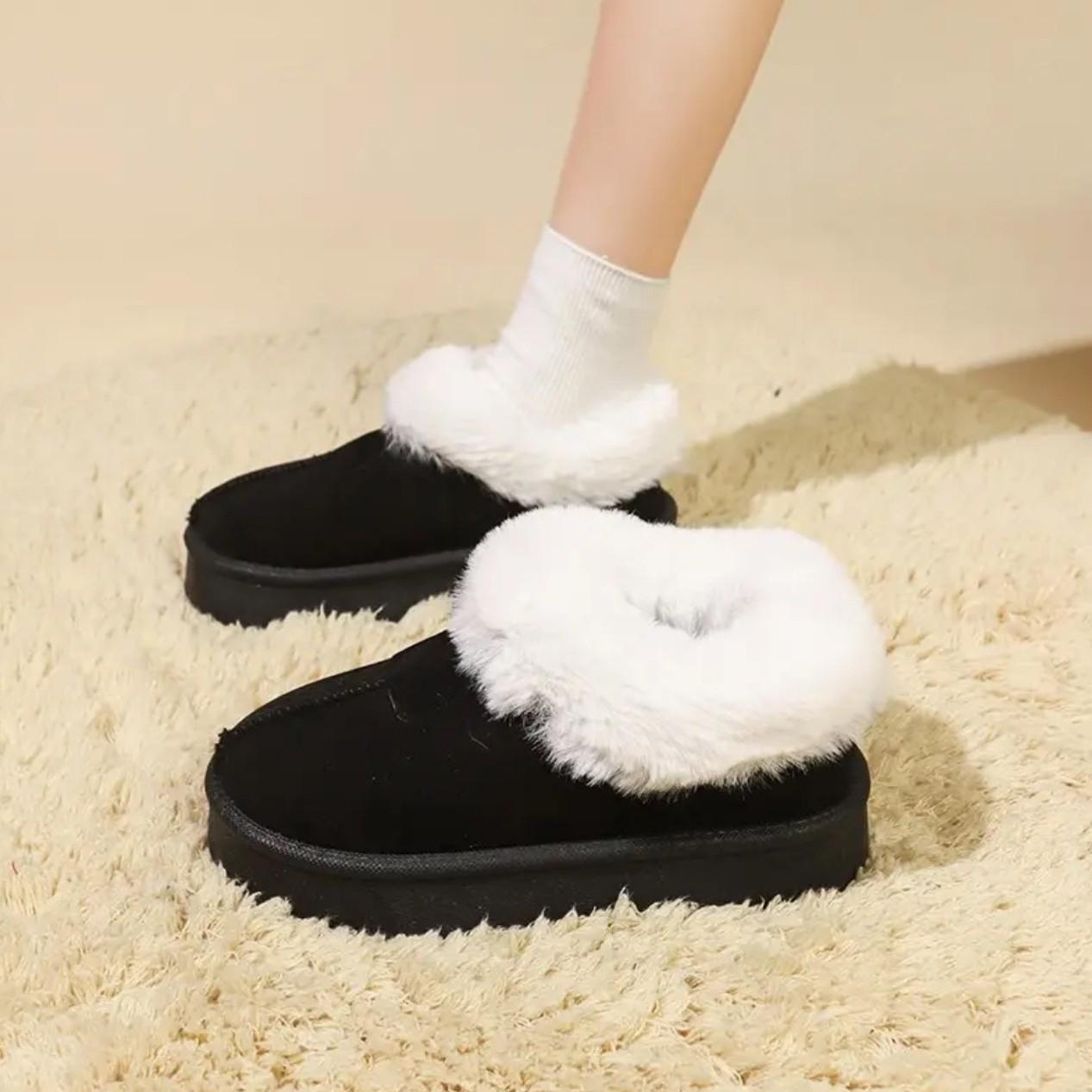 

2025 осень и зима инс теплые хлопковые туфли пушистые туфли мех интегрированный голова сумки женские зимние ботинки 40