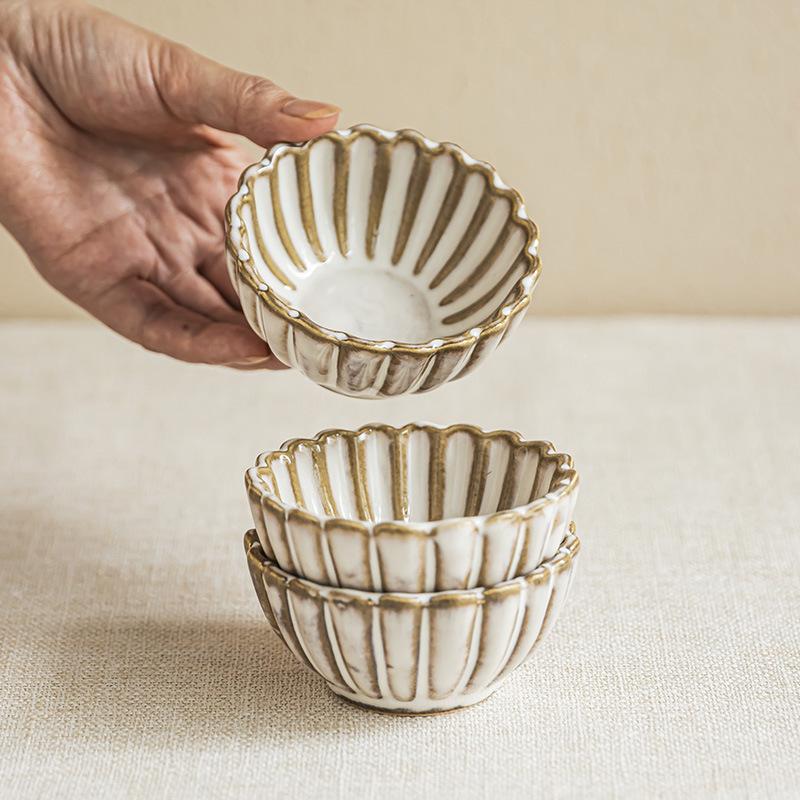 Delicate Taste Plate, Kiln-Changed Ceramic Plate, Retro Petal-Shaped Small Plate, Tableware, Dipping Plate, Taste Plate, Household Bone Plate