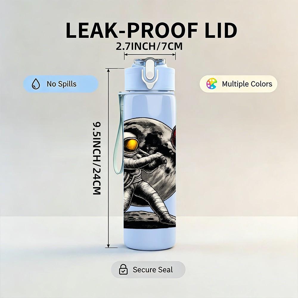 1PC Robot Baseball Character 750ml Color Plastic Sports Water Bottle Leakproof Flip Straw Lid Suitable for Sports Office Home Use