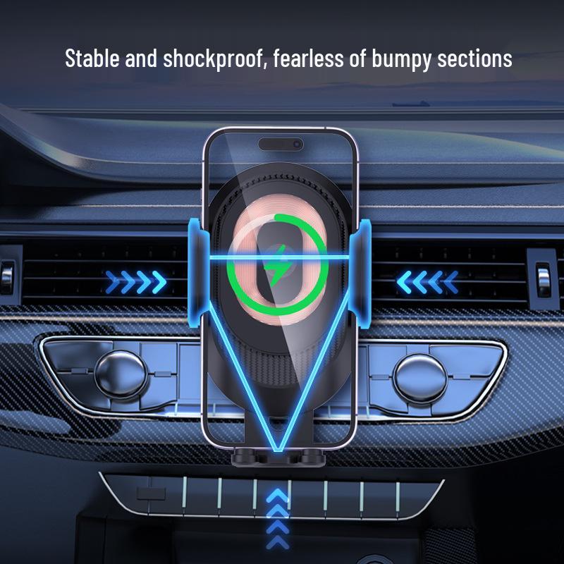 15W Car Wireless Charger & Phone Holder for Apple & Android with Three-Axis Linkage