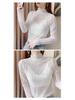 Women's Sheer Lace Long Sleeve Top with Half High Neck