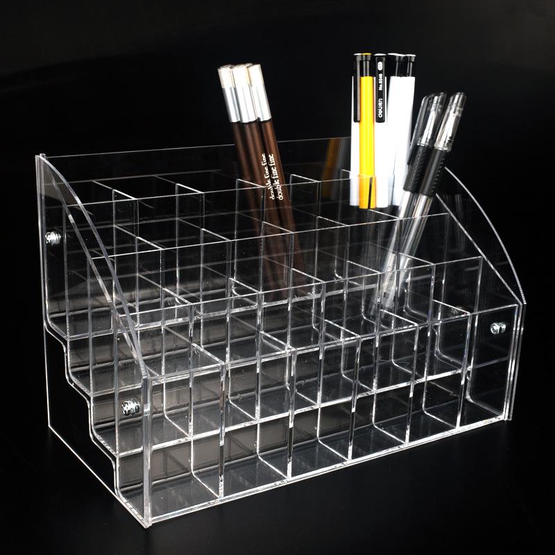 Transparent Acrylic Pen and Pencil Holder Display Rack for Stationery, Eyebrow Pencils, and Children's Hairpins.
