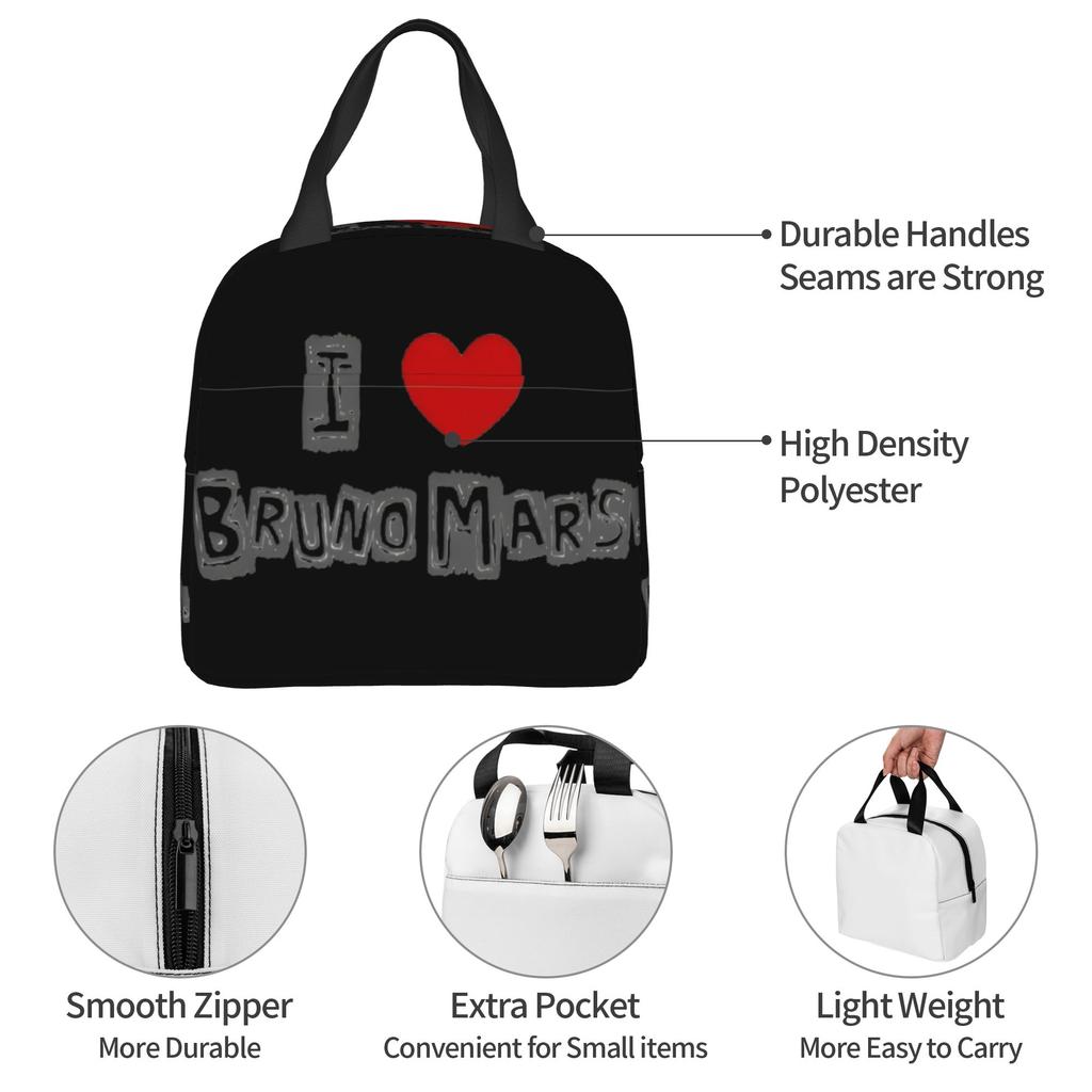 Custom Bruno Mars Pop Music Resuable Lunch Box for Women Multifunction Artist Thermal Cooler Food Insulated Lunch School Student
