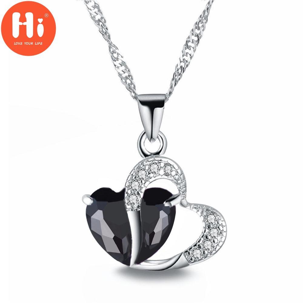 Hi Love Heart Romantic Love Colier nunta Colier cu pandantiv cu cristale pentru femei