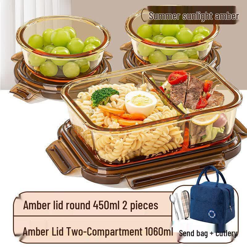 Glass Microwave-Safe Bento Box with Lid