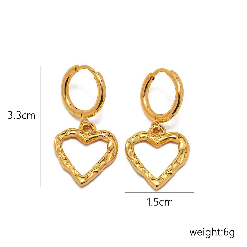 18K Gold Stainless Steel Love Geometric Pendant Earrings Fashion Hollow Heart Titanium Steel Earrings Earrings