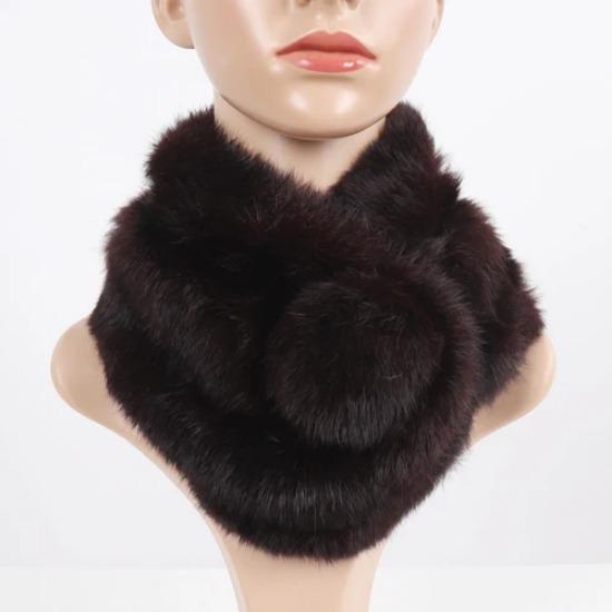 

New Lady Winter Natural Rabbit Fur Scarf Hand Knitted Genuine Rabbit Fur Scarves Women Quality Warm Real Rabbit Fur Muffler 65cm кофейный