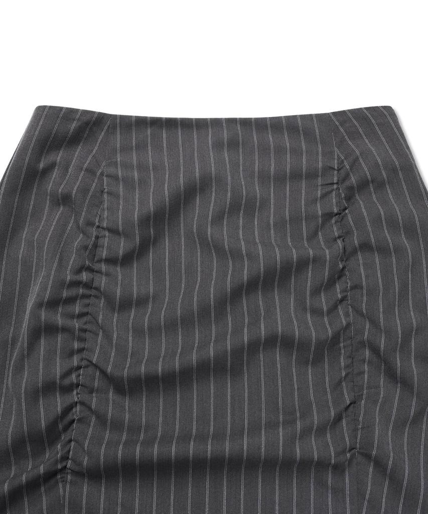 Michikoleondeonkosino Striped Shirred Mini Skirt Charcoal