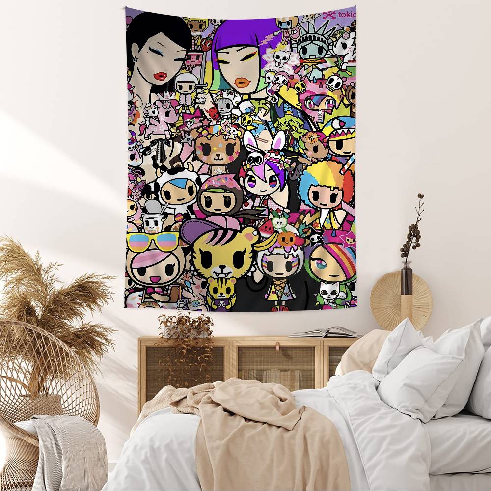 Japan Anime TTokidokiS Printed Large Wall Tapestry Hanging Tarot Hippie Wall Rugs Dorm Home Decor
