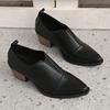 Autumn Women's Shoes Chunky Heels Elastic Bands Slip-on Chelsea Boots Mid-heel Synthetic Leather Booties Female Casual Heels