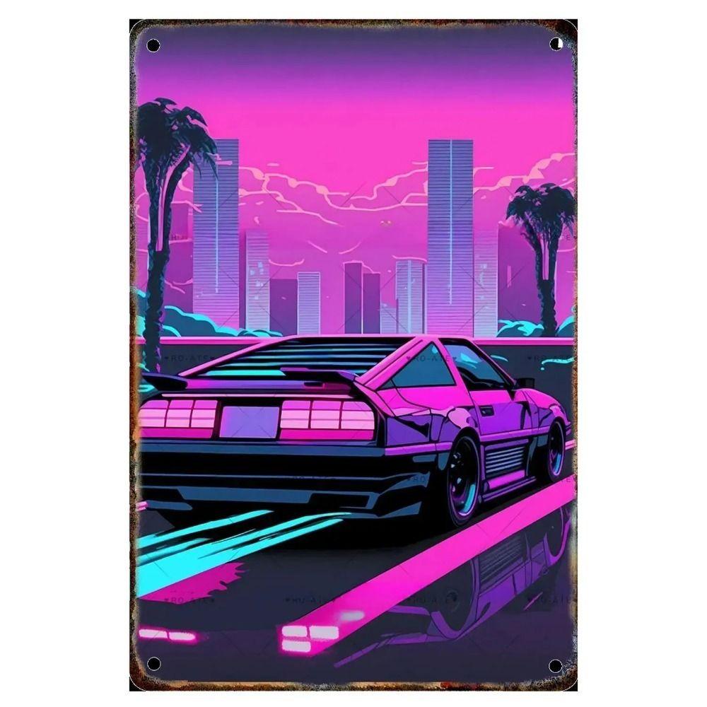 Retro Metal Sign - Classic Car Wall Art for Man Cave, Garage, Home Bar Decor