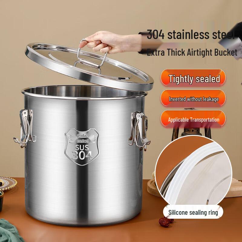 Recipiente Hermético para Armazenamento de Alimentos de Aço Inoxidável 304 Espesso