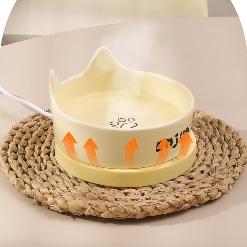 Noiseless Pet Heating Bowl Constant Temperature Automatic Heated Cat Bowl Cat Shape Large Caliber Dog Food Bowl