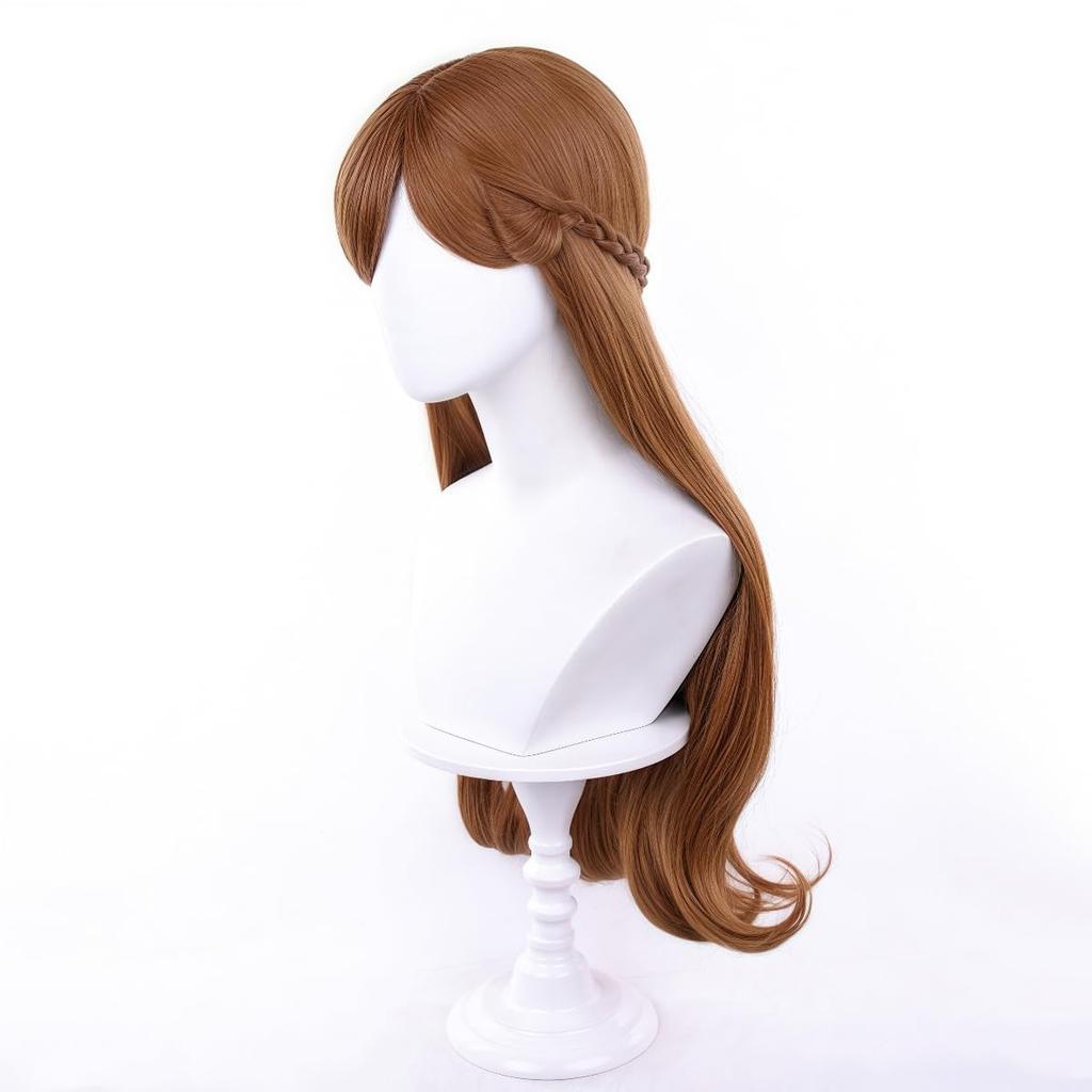 Akixen Frozen Anna Cosplay Anime Hair Fashion Heat Perfect for School Cultural and Festivals Wig, Hairnet, Net, Gift, Resistant, Events, Halloween,