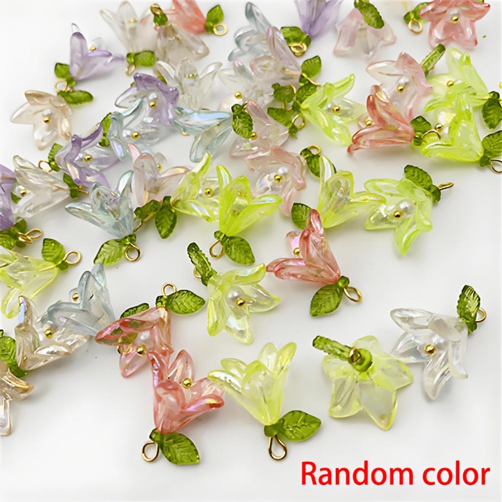 10pcs Garden Decorative Ground Stakes with Lily Pendant, Suitable for Outdoor Potted Plants And Flower Pot Landscapes Decoration