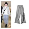 Jimin Luchthaven Look ZES KOLON NEGENTIEN Geometrische Broek Pigment Zwart – Unisex Gebogen Flare Wijde Pijp Koreaanse Stijl