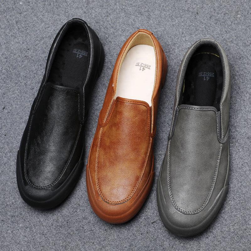 Spring Men's Shoes One Foot Loafers Casual Shoes British Business Leather Shoes Versatile Trendy Soft Sole Driving Shoes