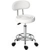 Swivel Stool with Backrest and Wheels Adjustable Chair for Beauty Salon Tattoo Studio 32x40x70-86cm White