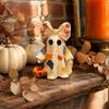 Vintage Ghost Figurine Halloween Lighted Patchwork Figurine, Light-Up Bow with Pumpkin Glowing Decor Lantern, Ghosts Lamp Decoration for Holiday Party