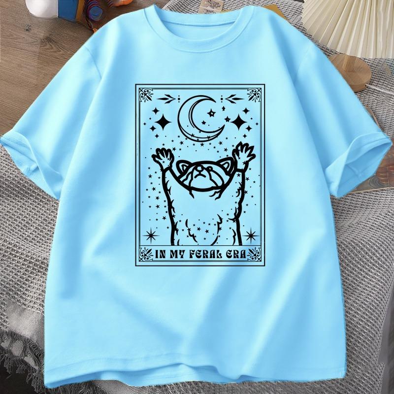 In My Feral Era Raccoon T Shirt Mystical Racoon Tshirt Tarot Card Print Tshirt Summer Cotton Short Sleeve Tee Shirt Unisex Clothes