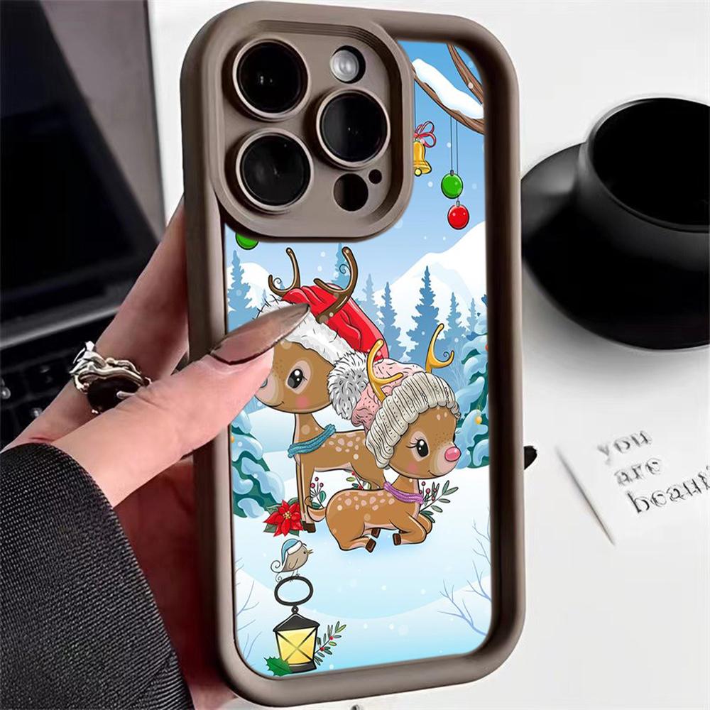N116 Merry Christmas Happy New Year art Soft Angel Eyes Phone Cases for Samsung S23 S24 Ultra S21 FE A54 A34 A13 A14 A06 A24 Realme12 Shockproof Cover