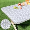 Olanly Rectangle Vinyl Table Cloth Elastic Fitted Tablecloth Waterproof Plastic Table Covers Fold Tables Picnic Camping Outdoor