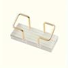Elegant Acrylic Business Card Holder with Golden Metal Base - Clear PMMA Desktop Display Stand for Invitations